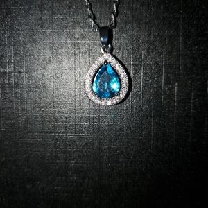 Austrian Blue Tear Drop Silver Plated